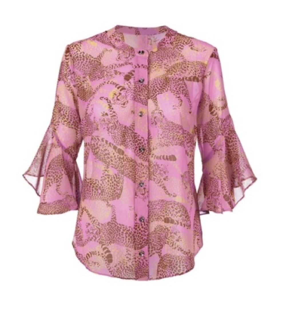 Cabi 5711 Minx top size XL Lilac Leopard